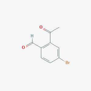 molecular formula C9H7BrO2 B2990069 2-Acetyl-4-bromobenzaldehyde CAS No. 2385160-29-0