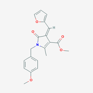 molecular formula C20H19NO5 B299010 METHYL (4Z)-4-[(FURAN-2-YL)METHYLIDENE]-1-[(4-METHOXYPHENYL)METHYL]-2-METHYL-5-OXO-4,5-DIHYDRO-1H-PYRROLE-3-CARBOXYLATE 