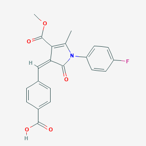 molecular formula C21H16FNO5 B299011 4-{[(3Z)-1-(4-FLUOROPHENYL)-4-(METHOXYCARBONYL)-5-METHYL-2-OXO-2,3-DIHYDRO-1H-PYRROL-3-YLIDENE]METHYL}BENZOIC ACID 