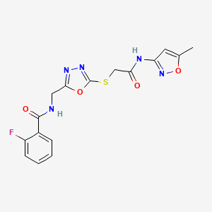 2-fluoro-N-((5-((2-((5-methylisoxazol-3-yl)amino)-2-oxoethyl)thio)-1,3,4-oxadiazol-2-yl)methyl)benzamide