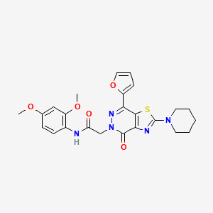 molecular formula C24H25N5O5S B2990136 N-(2,4-dimethoxyphenyl)-2-(7-(furan-2-yl)-4-oxo-2-(piperidin-1-yl)thiazolo[4,5-d]pyridazin-5(4H)-yl)acetamide CAS No. 1105208-31-8