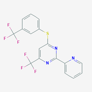 2-(2-Pyridinyl)-4-(trifluoromethyl)-6-{[3-(trifluoromethyl)phenyl]sulfanyl}pyrimidine