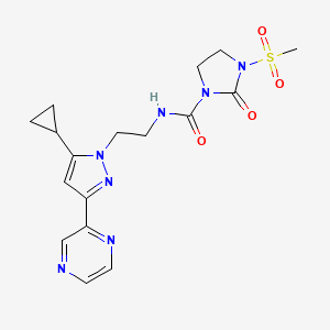 N-(2-(5-cyclopropyl-3-(pyrazin-2-yl)-1H-pyrazol-1-yl)ethyl)-3-(methylsulfonyl)-2-oxoimidazolidine-1-carboxamide