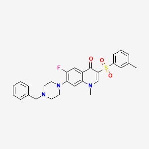 7-(4-benzylpiperazin-1-yl)-6-fluoro-1-methyl-3-[(3-methylphenyl)sulfonyl]quinolin-4(1H)-one