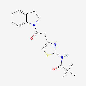 N-(4-(2-(indolin-1-yl)-2-oxoethyl)thiazol-2-yl)pivalamide