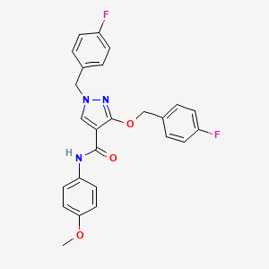 molecular formula C25H21F2N3O3 B2990193 1-(4-fluorobenzyl)-3-((4-fluorobenzyl)oxy)-N-(4-methoxyphenyl)-1H-pyrazole-4-carboxamide CAS No. 1014091-74-7