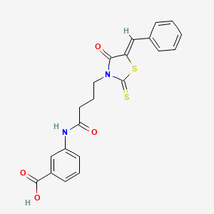 (Z)-3-(4-(5-benzylidene-4-oxo-2-thioxothiazolidin-3-yl)butanamido)benzoic acid