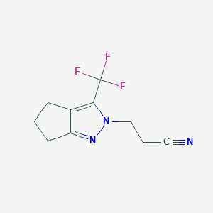 molecular formula C10H10F3N3 B2990259 3-(3-(Trifluoromethyl)-5,6-dihydrocyclopenta[c]pyrazol-2(4H)-yl)propanenitrile CAS No. 938018-22-5