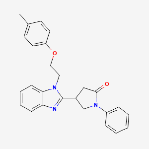 molecular formula C26H25N3O2 B2990273 4-{1-[2-(4-methylphenoxy)ethyl]-1H-benzimidazol-2-yl}-1-phenylpyrrolidin-2-one CAS No. 694507-08-9