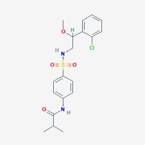 molecular formula C19H23ClN2O4S B2990277 N-(4-(N-(2-(2-chlorophenyl)-2-methoxyethyl)sulfamoyl)phenyl)isobutyramide CAS No. 1795455-64-9