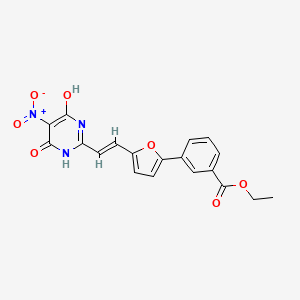 molecular formula C19H15N3O7 B2990284 ethyl 3-{5-[(E)-2-(4-hydroxy-5-nitro-6-oxo-1,6-dihydropyrimidin-2-yl)ethenyl]furan-2-yl}benzoate CAS No. 872546-00-4
