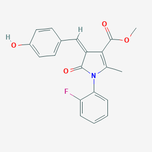 molecular formula C20H16FNO4 B299029 METHYL (4Z)-1-(2-FLUOROPHENYL)-4-[(4-HYDROXYPHENYL)METHYLIDENE]-2-METHYL-5-OXO-4,5-DIHYDRO-1H-PYRROLE-3-CARBOXYLATE 