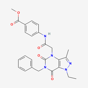 molecular formula C25H25N5O5 B2990291 methyl 4-(2-(6-benzyl-1-ethyl-3-methyl-5,7-dioxo-6,7-dihydro-1H-pyrazolo[4,3-d]pyrimidin-4(5H)-yl)acetamido)benzoate CAS No. 1185099-14-2