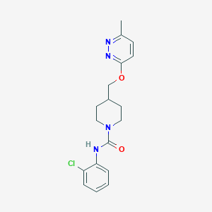 molecular formula C18H21ClN4O2 B2990293 N-(2-Chlorophenyl)-4-[(6-methylpyridazin-3-yl)oxymethyl]piperidine-1-carboxamide CAS No. 2379986-35-1
