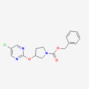 molecular formula C16H16ClN3O3 B2990300 Benzyl 3-((5-chloropyrimidin-2-yl)oxy)pyrrolidine-1-carboxylate CAS No. 2034495-41-3