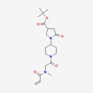 molecular formula C20H31N3O5 B2990371 Tert-butyl 1-[1-[2-[methyl(prop-2-enoyl)amino]acetyl]piperidin-4-yl]-5-oxopyrrolidine-3-carboxylate CAS No. 2361708-47-4