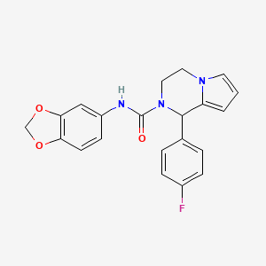 molecular formula C21H18FN3O3 B2990404 N-(benzo[d][1,3]dioxol-5-yl)-1-(4-fluorophenyl)-3,4-dihydropyrrolo[1,2-a]pyrazine-2(1H)-carboxamide CAS No. 900001-57-2
