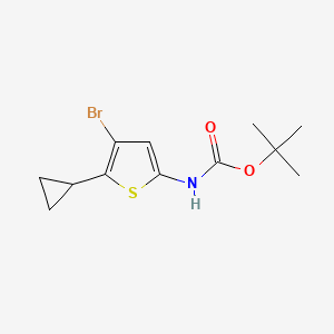 molecular formula C12H16BrNO2S B2990407 Tert-butyl N-(4-bromo-5-cyclopropylthiophen-2-yl)carbamate CAS No. 2402830-47-9