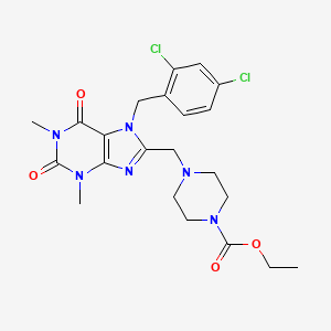 molecular formula C22H26Cl2N6O4 B2990515 Ethyl 4-[[7-[(2,4-dichlorophenyl)methyl]-1,3-dimethyl-2,6-dioxopurin-8-yl]methyl]piperazine-1-carboxylate CAS No. 851940-31-3