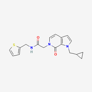 molecular formula C18H19N3O2S B2990576 2-[1-(cyclopropylmethyl)-7-oxo-1H,6H,7H-pyrrolo[2,3-c]pyridin-6-yl]-N-[(thiophen-2-yl)methyl]acetamide CAS No. 1340814-23-4