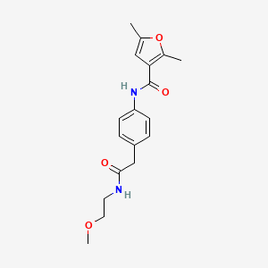 molecular formula C18H22N2O4 B2990597 N-(4-(2-((2-methoxyethyl)amino)-2-oxoethyl)phenyl)-2,5-dimethylfuran-3-carboxamide CAS No. 1207047-52-6