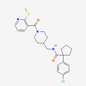 1-(4-chlorophenyl)-N-((1-(2-(methylthio)nicotinoyl)piperidin-4-yl)methyl)cyclopentanecarboxamide