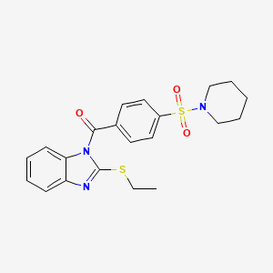(2-(ethylthio)-1H-benzo[d]imidazol-1-yl)(4-(piperidin-1-ylsulfonyl)phenyl)methanone