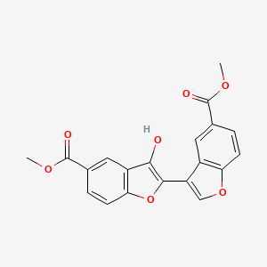 molecular formula C20H14O7 B2990705 Methyl 3-hydroxy-2-[5-(methoxycarbonyl)-1-benzofuran-3-YL]-1-benzofuran-5-carboxylate CAS No. 879923-53-2