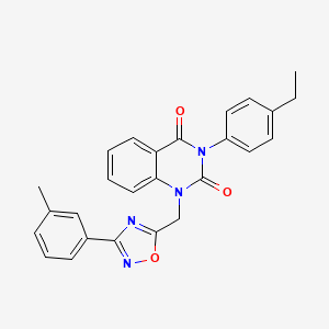 molecular formula C26H22N4O3 B2990707 3-(4-ethylphenyl)-1-((3-(m-tolyl)-1,2,4-oxadiazol-5-yl)methyl)quinazoline-2,4(1H,3H)-dione CAS No. 1207031-69-3