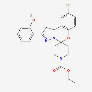 molecular formula C23H24BrN3O4 B2990709 Ethyl 9-bromo-2-(2-hydroxyphenyl)-1,10b-dihydrospiro[benzo[e]pyrazolo[1,5-c][1,3]oxazine-5,4'-piperidine]-1'-carboxylate CAS No. 899972-00-0