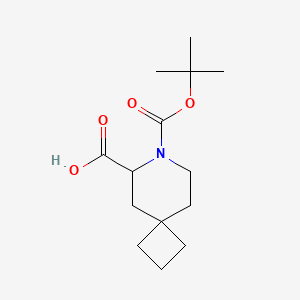 molecular formula C14H23NO4 B2990720 7-(tert-Butoxycarbonyl)-7-azaspiro[3.5]nonane-6-carboxylic acid CAS No. 2241139-38-6