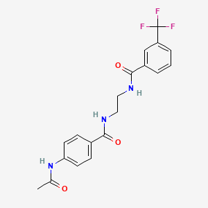 molecular formula C19H18F3N3O3 B2990722 N-(2-(4-acetamidobenzamido)ethyl)-3-(trifluoromethyl)benzamide CAS No. 1021136-97-9