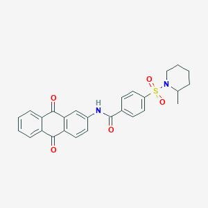 molecular formula C27H24N2O5S B2990724 N-(9,10-dioxo-9,10-dihydroanthracen-2-yl)-4-((2-methylpiperidin-1-yl)sulfonyl)benzamide CAS No. 500149-57-5