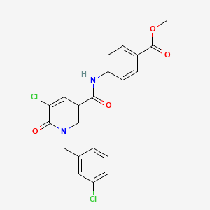 molecular formula C21H16Cl2N2O4 B2990733 Methyl 4-({[5-chloro-1-(3-chlorobenzyl)-6-oxo-1,6-dihydro-3-pyridinyl]carbonyl}amino)benzenecarboxylate CAS No. 338977-49-4