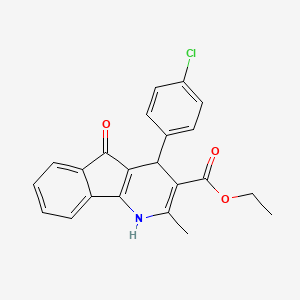 molecular formula C22H18ClNO3 B2990755 ethyl 4-(4-chlorophenyl)-2-methyl-5-oxo-4,5-dihydro-1H-indeno[1,2-b]pyridine-3-carboxylate CAS No. 368847-09-0