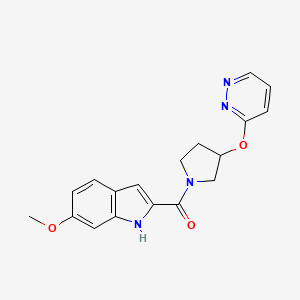molecular formula C18H18N4O3 B2990777 (6-methoxy-1H-indol-2-yl)(3-(pyridazin-3-yloxy)pyrrolidin-1-yl)methanone CAS No. 2034367-15-0