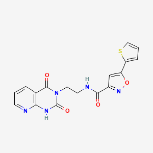 molecular formula C17H13N5O4S B2990788 N-(2-(2,4-dioxo-1,2-dihydropyrido[2,3-d]pyrimidin-3(4H)-yl)ethyl)-5-(thiophen-2-yl)isoxazole-3-carboxamide CAS No. 2034504-78-2