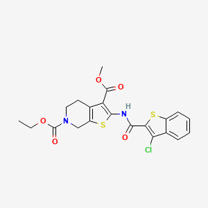 molecular formula C21H19ClN2O5S2 B2990792 6-ethyl 3-methyl 2-(3-chlorobenzo[b]thiophene-2-carboxamido)-4,5-dihydrothieno[2,3-c]pyridine-3,6(7H)-dicarboxylate CAS No. 864926-38-5