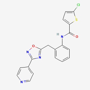 molecular formula C19H13ClN4O2S B2990798 5-chloro-N-(2-((3-(pyridin-4-yl)-1,2,4-oxadiazol-5-yl)methyl)phenyl)thiophene-2-carboxamide CAS No. 1705523-74-5