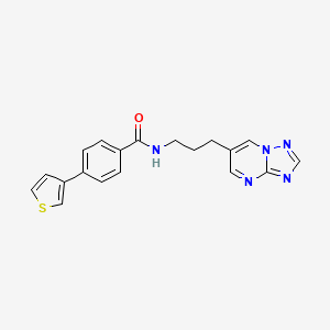 molecular formula C19H17N5OS B2990824 N-(3-([1,2,4]triazolo[1,5-a]pyrimidin-6-yl)propyl)-4-(thiophen-3-yl)benzamide CAS No. 2034324-98-4