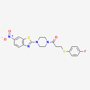 3-((4-Fluorophenyl)thio)-1-(4-(6-nitrobenzo[d]thiazol-2-yl)piperazin-1-yl)propan-1-one