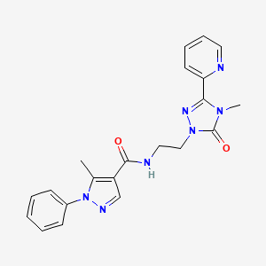 5-methyl-N-(2-(4-methyl-5-oxo-3-(pyridin-2-yl)-4,5-dihydro-1H-1,2,4-triazol-1-yl)ethyl)-1-phenyl-1H-pyrazole-4-carboxamide