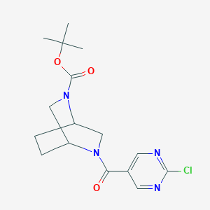 molecular formula C16H21ClN4O3 B2990876 Tert-butyl 5-(2-chloropyrimidine-5-carbonyl)-2,5-diazabicyclo[2.2.2]octane-2-carboxylate CAS No. 2408969-64-0