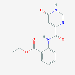 molecular formula C14H13N3O4 B2990906 Ethyl 2-(6-hydroxypyrimidine-4-carboxamido)benzoate CAS No. 2034433-32-2