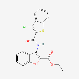 molecular formula C20H14ClNO4S B2990916 Ethyl 3-(3-chlorobenzo[b]thiophene-2-carboxamido)benzofuran-2-carboxylate CAS No. 477567-24-1