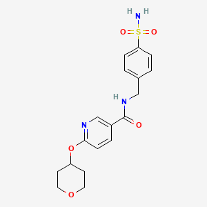molecular formula C18H21N3O5S B2990935 6-(oxan-4-yloxy)-N-[(4-sulfamoylphenyl)methyl]pyridine-3-carboxamide CAS No. 1903914-86-2