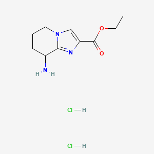 molecular formula C10H17Cl2N3O2 B2990937 ethyl8-amino-5H,6H,7H,8H-imidazo[1,2-a]pyridine-2-carboxylatedihydrochloride CAS No. 2305252-98-4