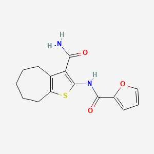 molecular formula C15H16N2O3S B2990956 N-(3-carbamoyl-5,6,7,8-tetrahydro-4H-cyclohepta[b]thiophen-2-yl)furan-2-carboxamide CAS No. 353785-46-3