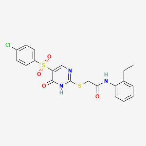 2-[[5-(4-chlorophenyl)sulfonyl-6-oxo-1H-pyrimidin-2-yl]sulfanyl]-N-(2-ethylphenyl)acetamide