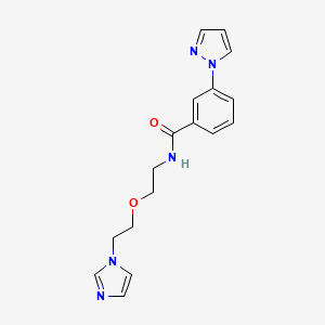 molecular formula C17H19N5O2 B2991035 N-{2-[2-(1H-imidazol-1-yl)ethoxy]ethyl}-3-(1H-pyrazol-1-yl)benzamide CAS No. 2097915-10-9